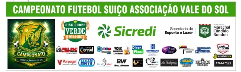 CAMPEONATO DE FUTEBOL SUÍÇO ASSOCIAÇÃO VALE DO SOL - SICREDI - CHOPP DO VERDE 2026