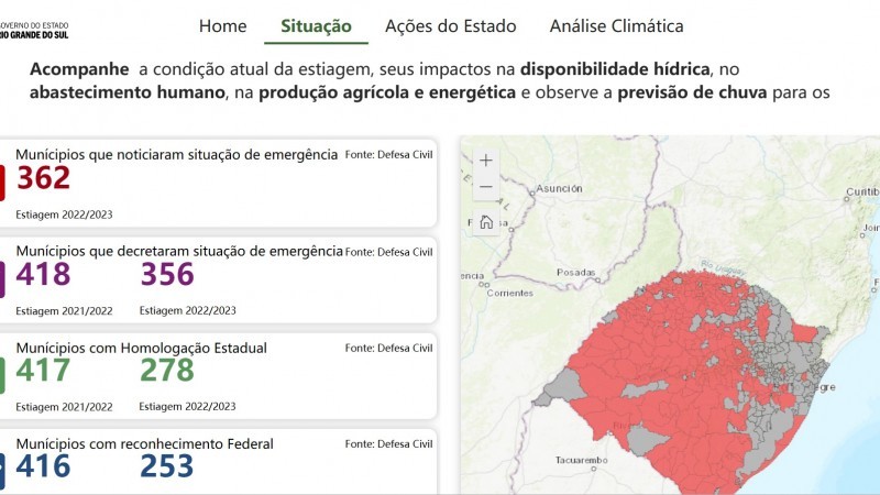 Site reúne informações em tempo real, com mapas, gráficos, análise climática e dados sobre ações do governo -Foto: Reprodução